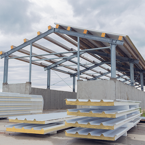 metal building being built